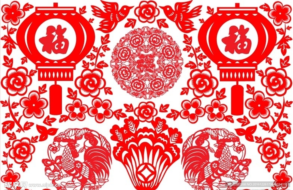 福雞剪紙設計圖__傳統文化_文化藝術_設計圖庫