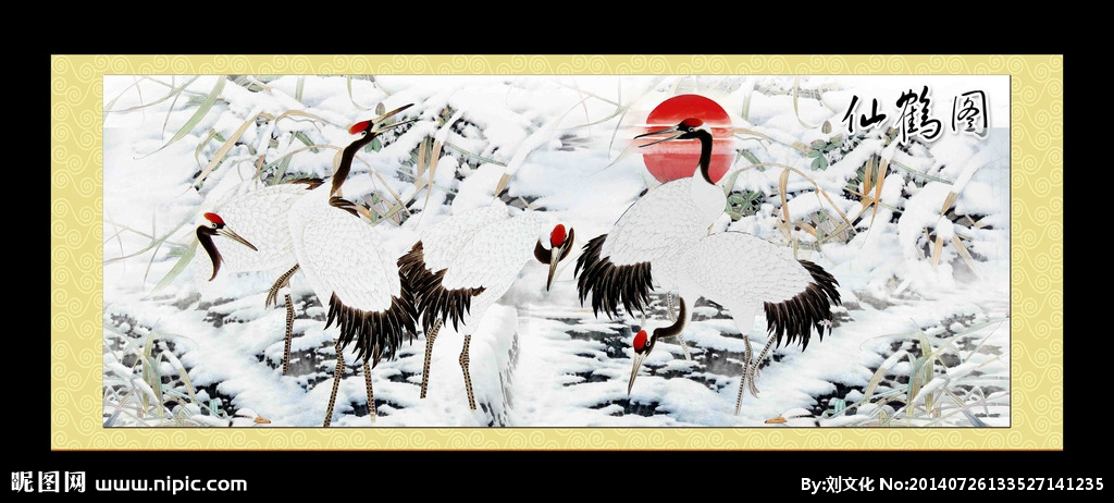 仙鶴圖設計圖__繪畫書法_文化藝術_設計圖庫